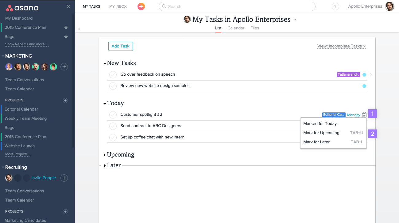 My Tasks in Asana