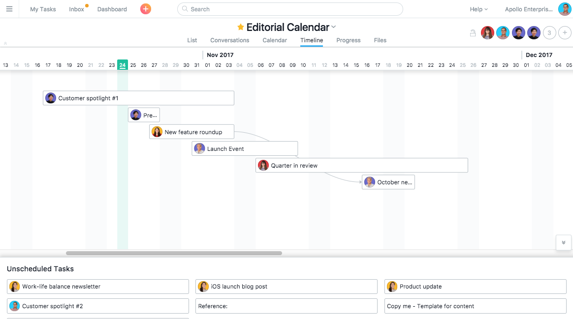 Asana Timeline