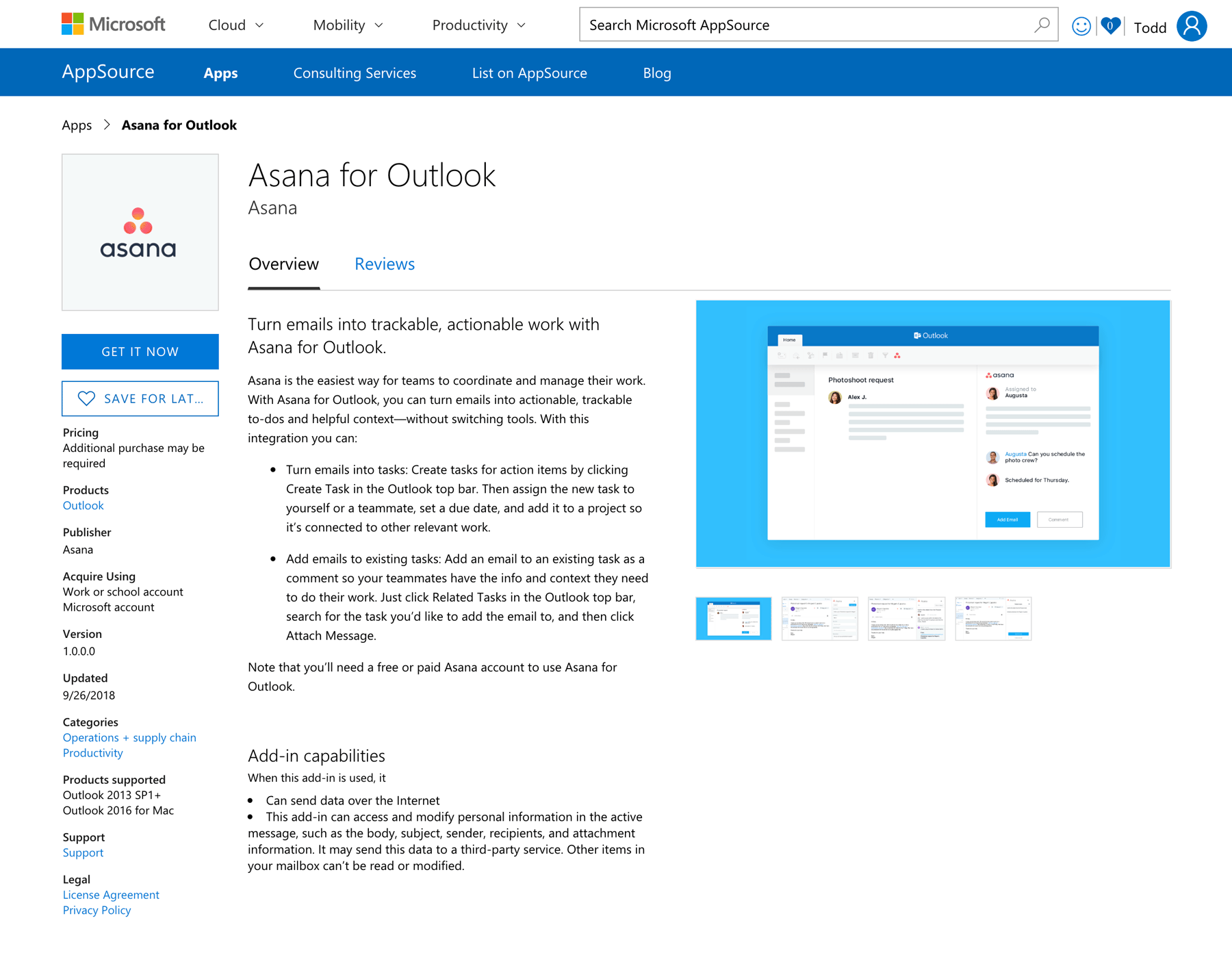 Download Asana for Outlook